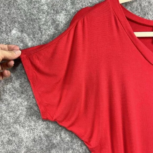 Made By Johnny Top Womens S Red Ruched Sides Oversized Casual Soft Modal - Picture 3 of 10